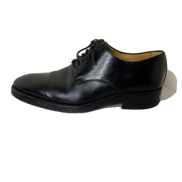 L.F. LIDFORT FOR BARNEYS NY MEN\'S BLACK LEATHER OXFORD SHOES SZ 7 MADE IN ITALY main image 9